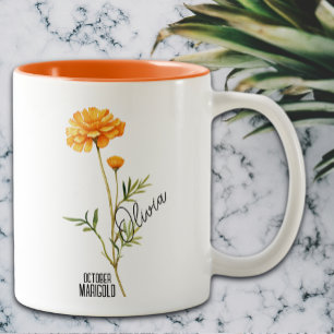 Geburtsmonat Oktober Blume Marigold Name Zweifarbige Tasse