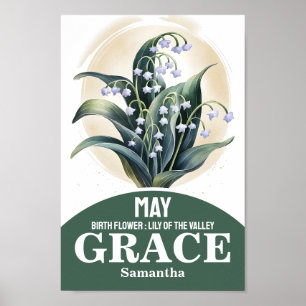Geburtsmonatsblume Mai Christliche Kinderzimmerkun Poster