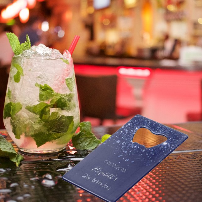 Geburtsnacht blauer Glitzer Staubname Geldbeutel Flaschenöffner (Von Creator hochgeladen)