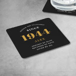 Geburtsname 1944 Black Gold Elegant Chic Rechteckiger Pappuntersetzer<br><div class="desc">Premium Black and Gold Personalisiert Paper Untersetzer zum 80. Geburtstag - Celebration Elegance. Feiern Sie einen Geburtstag im Stil eines Meilensteins mit unseren schicken, hochwertigen 80. Geburtstagszeitung-Untersetzer. Exquisit gestaltet mit einem auffallenden Schwarz-Gold-Farbschema, fügen diese Untersetzer eine Touch von Luxus und Eleganz zu jedem 80. Geburtstag Bash. Äußern Sie Ihren persönlichen...</div>