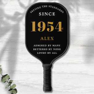 Geburtsname 1954 Black Gold Elegant Chic Pickleball Schläger