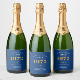 Geburtsname 1972 Blue Gold Elegant Chic