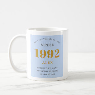 Geburtsname 1992 Blue Gray Elegant Chic Kaffeetasse