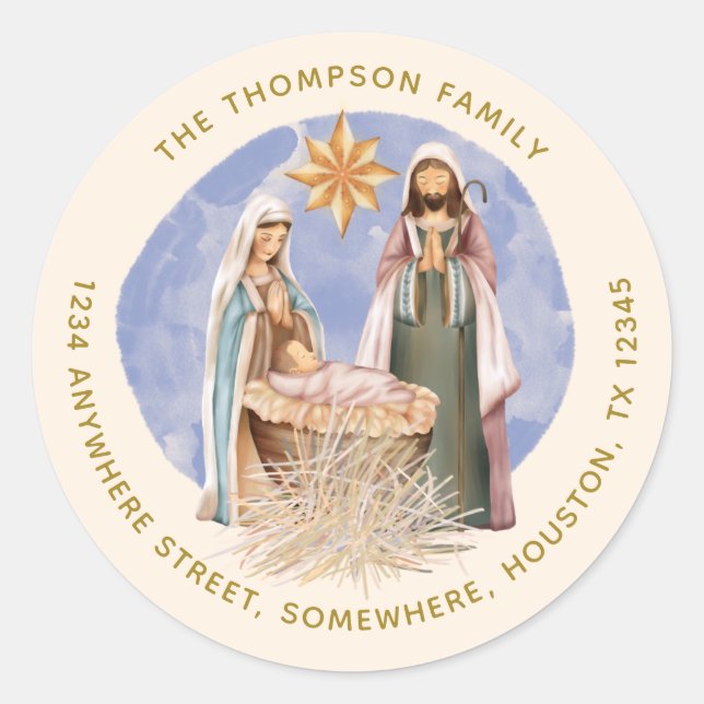 Geburtsname Adresse Gold Text Cream Runder Aufkleber (Vorderseite)