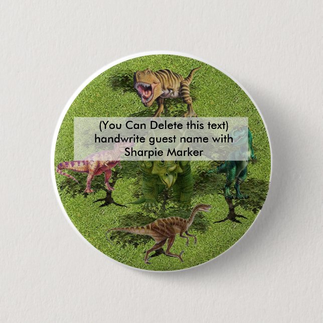 Geburtsname Button Favoriten für Dinosaurier-Party (Vorderseite)
