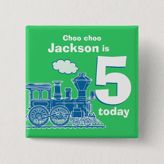 Geburtsname des Blauen Zuges und 5 Jahre grünes Ab Button (Vorderseite)