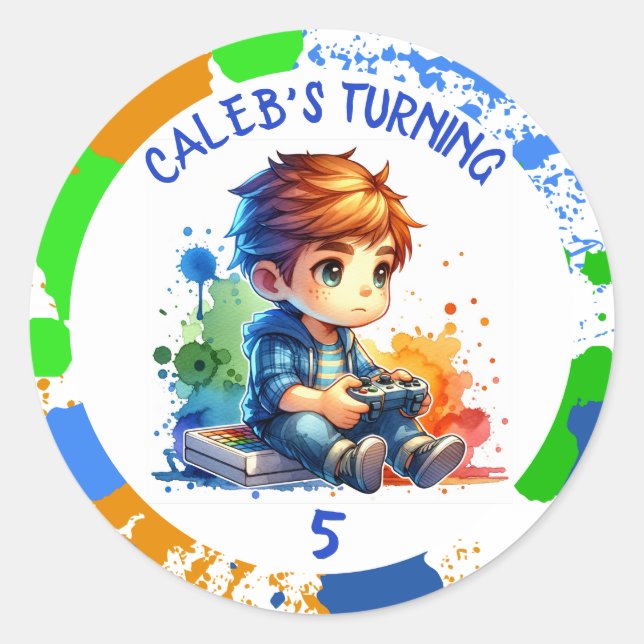 Geburtsname und Alter Personalisiert Runder Aufkleber (Vorderseite)