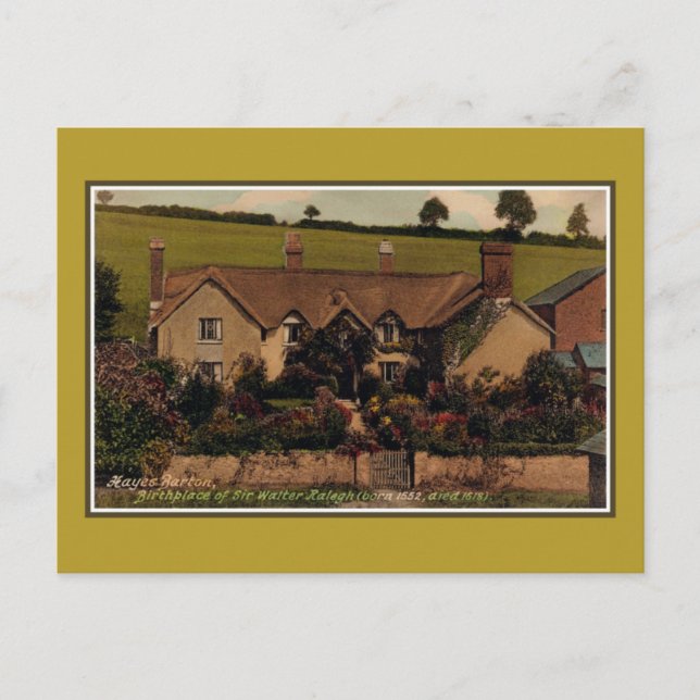 Geburtsort von Sir Walter Raleigh, Hayes Barton Postkarte (Vorderseite)