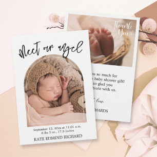 Geburtsstat 2 Foto handgeschriebene Babydusche Geb Ankündigung