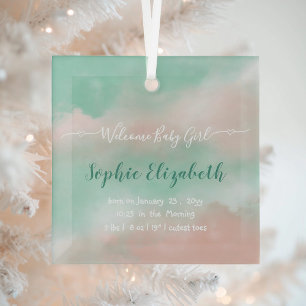 Geburtsstats Babyname Skript für Neugeborene Keepa Ornament Aus Glas