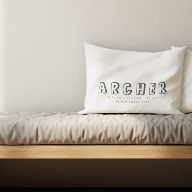 Geburtsstunde Minimalistischer Name Dekokissen (Von Creator hochgeladen)
