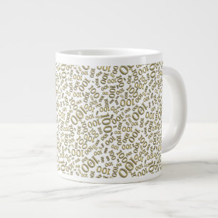 Geburtstag 100 Gold/Weiß Zufallszahlen-Muster Jumbo-Tasse