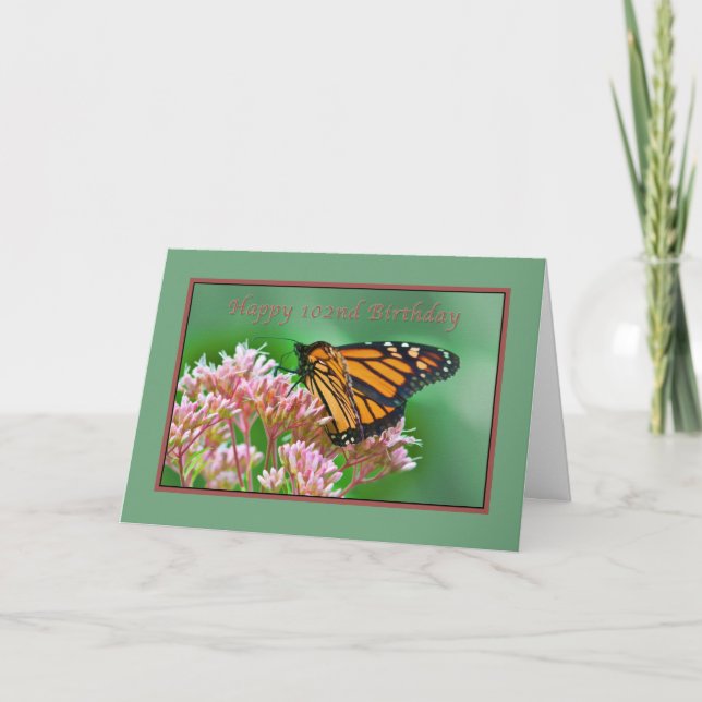 Geburtstag, 102., Monarch Butterfly Card Karte (Vorderseite)