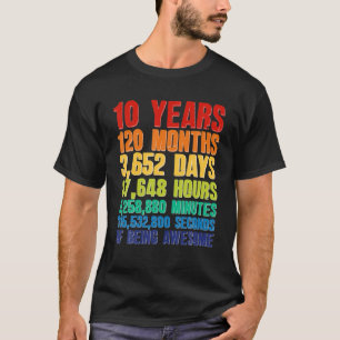 Geburtstag 10 Jahre Altes Geschenk 10. Tag Vintag T-Shirt