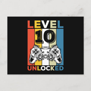 Geburtstag 10. Level freigeschaltet 10 Gaming Vint Feiertagspostkarte