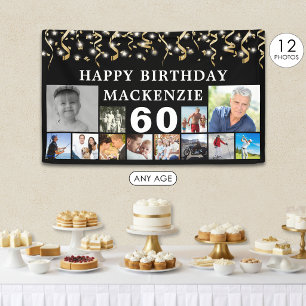 Geburtstag 12 Foto Black Gold Confetti jedes Jahr Banner