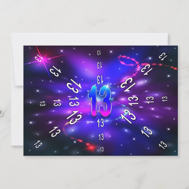 GEBURTSTAG 13. - Abstraktes Universum - EINLADUNG (Vorderseite)