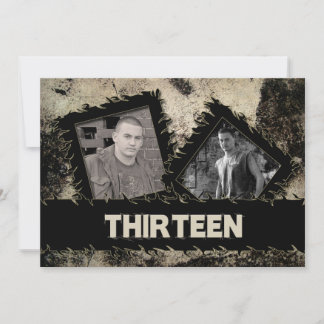 GEBURTSTAG 13. EINLADUNG - GRUNGE - ZWEI FOTOS