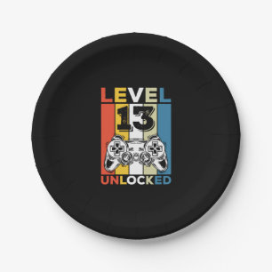 Geburtstag 13. Level freigeschaltet 13 Gaming Vint Pappteller
