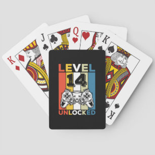 Geburtstag 14. Level freigeschaltet 14 Gaming Vint Spielkarten