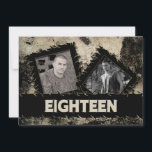 GEBURTSTAG 18. EINLADUNG - GRUNGE - ZWEI FOTOS<br><div class="desc">DIES IST FÜR DIESEN COOLEN TYP,  DER IMMER ALLES AUF DEM WEG TUN WIRD... GRUNGE ENTWICKELT MIT ZWEI INSERTEN SEINER LIEBLINGSZEIT: WENN SIE FARBEN FOTOS HABEN,  ÄNDERN SIE SICH AUF SCHWARZ UND WEISS,  UM IHM EIN GRUNDLEGENDES AFFEKT ZU GEBEN</div>