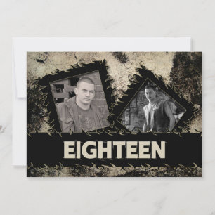 GEBURTSTAG 18. EINLADUNG - GRUNGE - ZWEI FOTOS