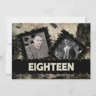 GEBURTSTAG 18. EINLADUNG - GRUNGE - ZWEI FOTOS