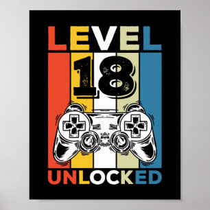 Geburtstag 18. Level freigeschaltet 18 Gaming Vint Poster