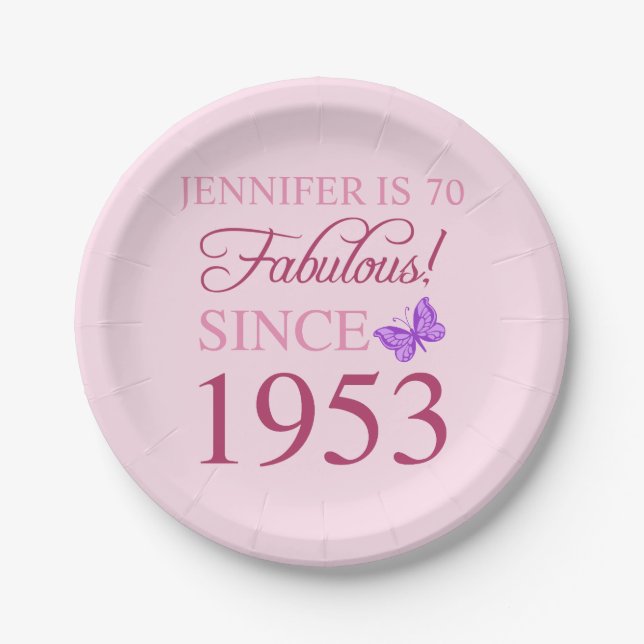 Geburtstag 1953 für Frauen Pappteller (Vorderseite)