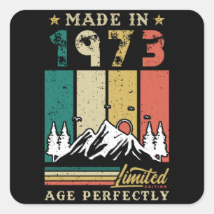 Geburtstag 1973 Vintage Quadratischer Aufkleber