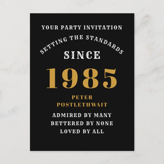 Geburtstag 1985 Schwarzes Gold Postkarte (Vorderseite)