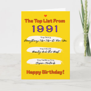 Geburtstag 1991 Top-Liste Karte