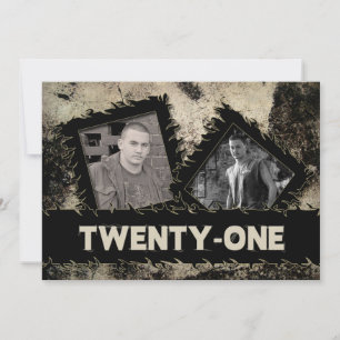 GEBURTSTAG 21. EINLADUNG - GRUNGE - ZWEI FOTOS