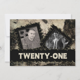 GEBURTSTAG 21. EINLADUNG - GRUNGE - ZWEI FOTOS