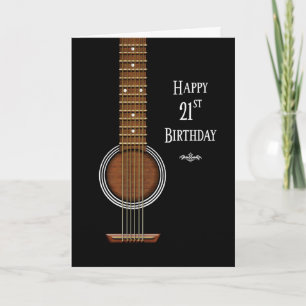 Geburtstag, 21. Geburtstag, Schwarze Acoustische G Karte