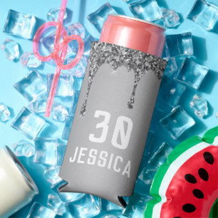 Geburtstag 30. Elegant Silber Modern Elegante Gesc Selters Dosenkühler