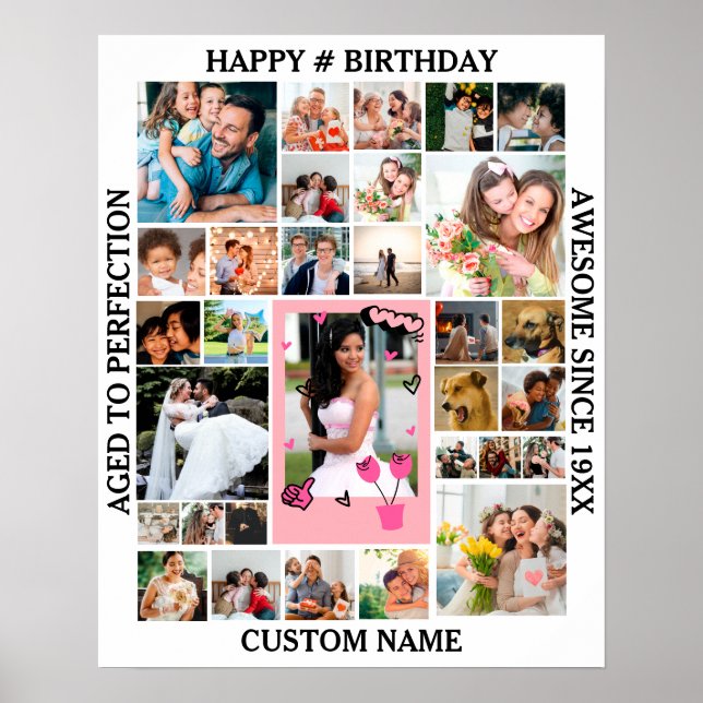 Geburtstag 31 FotoCollage Custom Personalisiert Poster (Vorne)