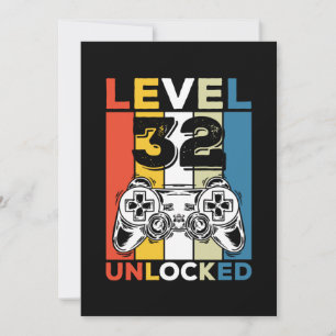 Geburtstag 32. Level freigeschaltet 32 Gaming Vint Einladung