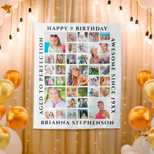Geburtstag 33 Foto Collage Party Hintergrund Wandteppich