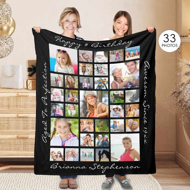 Geburtstag 33 Foto Collage Personalisiert Custom Fleecedecke (Von Creator hochgeladen)