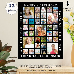 Geburtstag 33 FotoCollage Custom Personalisiert Po Poster