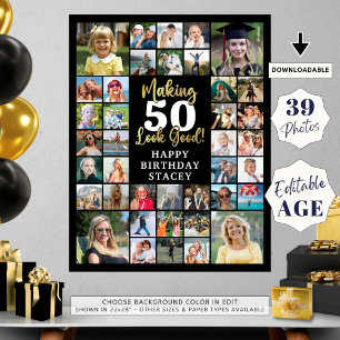 Geburtstag 39 Fotomaterial Alter sieht gut aus Poster