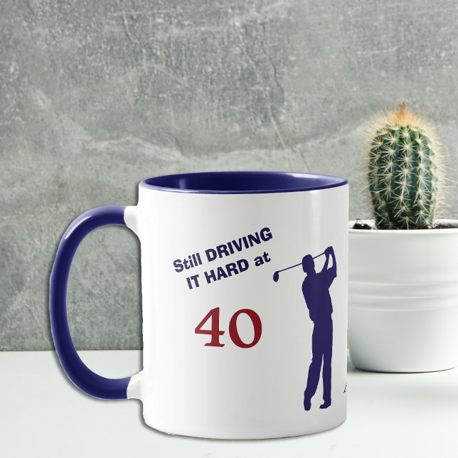 Geburtstag 40 Golfer Blue Silhouette Tasse (Von Creator hochgeladen)