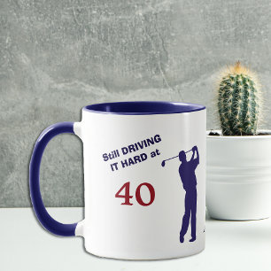 Geburtstag 40 Golfer Blue Silhouette Tasse