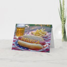 Geburtstag 4. Juli Hot Dog mit Bier Karte