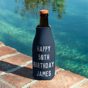 Geburtstag 50. Elegant marineblaue stilvolle Gesch Flaschenkühler
