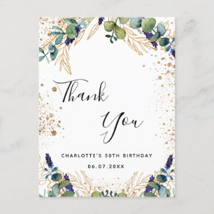 Geburtstag 50 Eukalyptus Grünzeug Danke Postkarte
