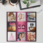 Geburtstag 50 Foto Collage Frau lila Puzzle<br><div class="desc">Ein Geschenk für den 50. (oder jedes Alter) Geburtstag einer Frau,  die ihr Leben mit einer Collage von 8 Ihrer Fotos feiert. Vorlagen für einen Namen,  50 Jahre und ein Datum. Geburtsdatum oder das Datum des Jahrestages. Dunkel lila und weiße Buchstaben. Junge und weibliche lila Farbverlaufsfarbe.</div>