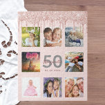 Geburtstag 50 Glitzer Tropfen Foto Rose Rosa Puzzle<br><div class="desc">Ein glamouröses und einzigartiges 50. (oder jedes Alter) Geburtstagsgeschenk oder Sake,  feiert ihr Leben mit einer Collage von 8 deiner Fotos. Personalisieren und fügen Sie einen Namen,  Alter 50 und ein Datum. Graue und dunkle Rose goldfarbene Buchstaben. Elegante und trendige rosa Hintergrundfarbe. Dekoriert mit Rose goldfarbenen Imitaten Glitzer Tropfen.</div>