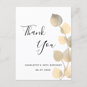 Geburtstag 50 Golden Eukalyptus vielen Dank Postkarte